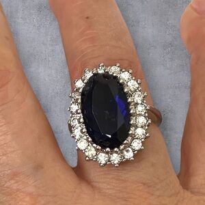 Large sapphire CZ statement ring stainless steel
